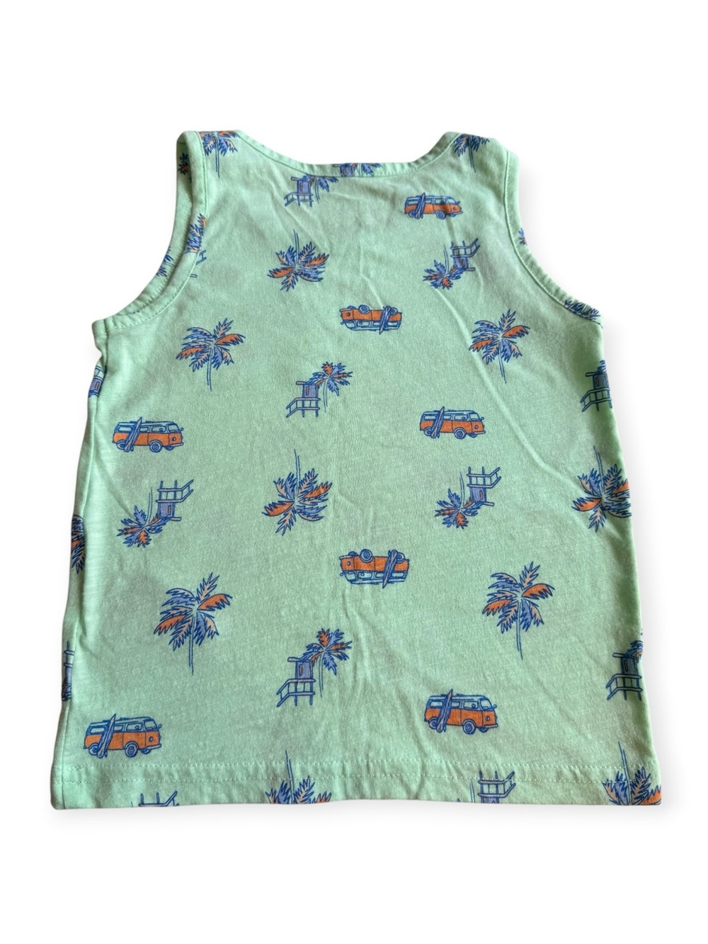 Carter's Neon Green Tank Top with Orange & Blue Van Palm Tree Print